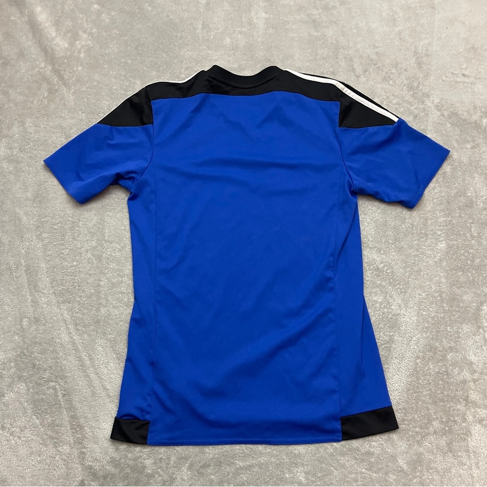 Adidas Men's Football Jersey Shirt Sport Striped Blue/Black Size Small - Picture 5 of 8